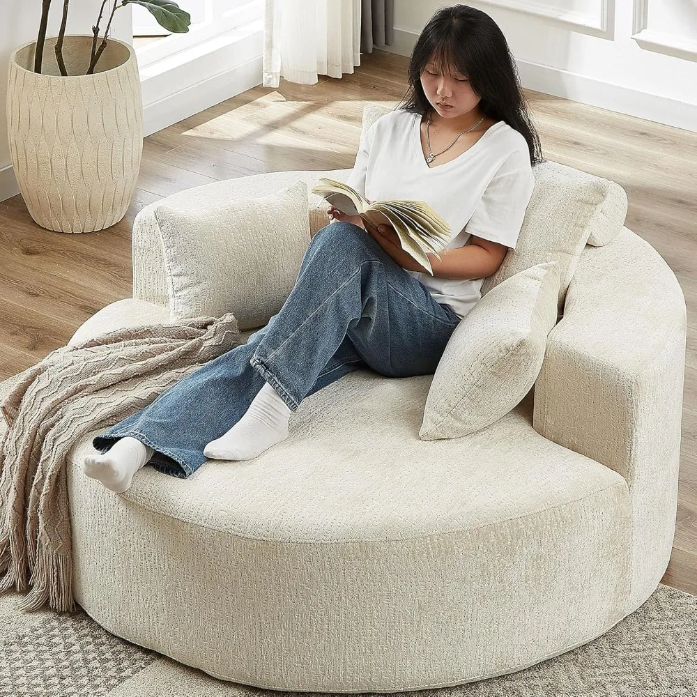 55''L Chenille Sponge Single Sofa,Oversized Round Chair,Fluffy Modern Sleeper Chair for Living Room, Lounge and Projection Room,
55''L Chenille Sponge Single Sofa,Oversized Round Chair,Fluffy Modern Sleeper Chair for Living Room, Lounge and Projection Room,