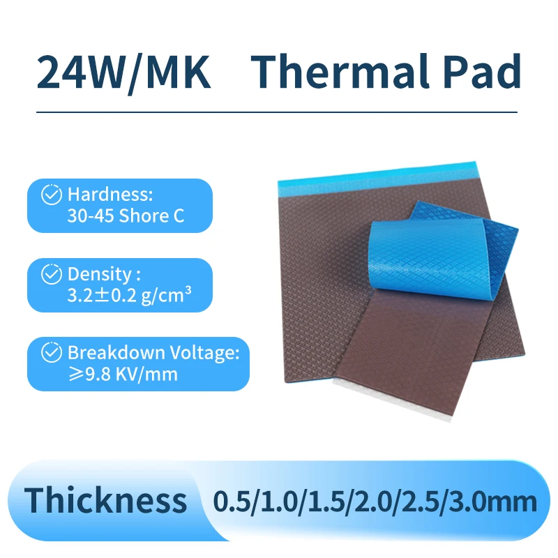 24W/m.K Thermal Pad GPU CPU PS4 PS5 Cooling Thermal Conductive Silicone Pad Double-Sided Self-Adhesive Soft Thermal Pads SSD PC
24W/m.K Thermal Pad GPU CPU PS4 PS5 Cooling Thermal Conductive Silicone Pad Double-Sided Self-Adhesive Soft Thermal Pads SSD PC