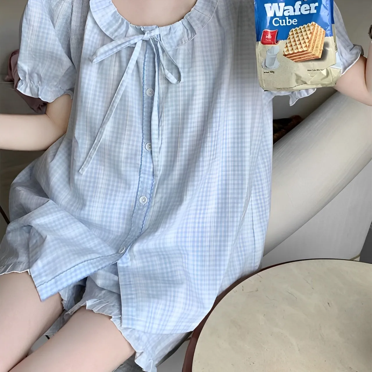 Korean Short-sleeved Suit Pajamas Women's Blue Plaid Little Fresh 2024 Ins Doll Collar Loungewear Premium Sense Set
Korean Short-sleeved Suit Pajamas Women's Blue Plaid Little Fresh 2024 Ins Doll Collar Loungewear Premium Sense Set
