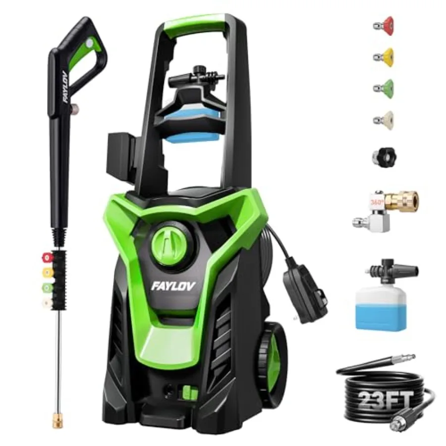 Pressure Washer Power Washer with GFCI Safety Plug and No-Bend 360° Nozzle 1.33 GPM Pressure Washer Complete with Foam Cannon a
Pressure Washer Power Washer with GFCI Safety Plug and No-Bend 360° Nozzle 1.33 GPM Pressure Washer Complete with Foam Cannon a