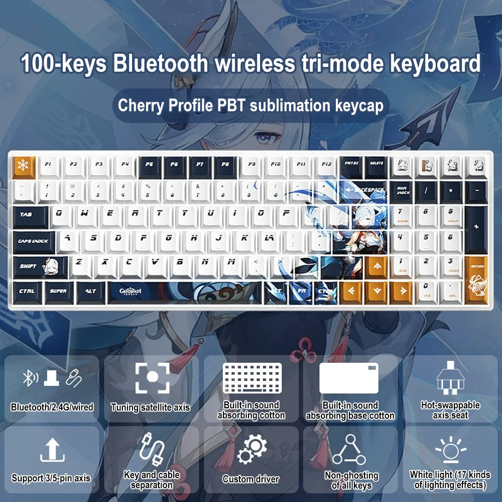 Three Model Wireless Mechanical Keyboard Barebone White Backlight 100 Keys 98% Layout Hot Swap Gaming Bluetooth Keyboard DIY Kit
Three Model Wireless Mechanical Keyboard Barebone White Backlight 100 Keys 98% Layout Hot Swap Gaming Bluetooth Keyboard DIY Kit