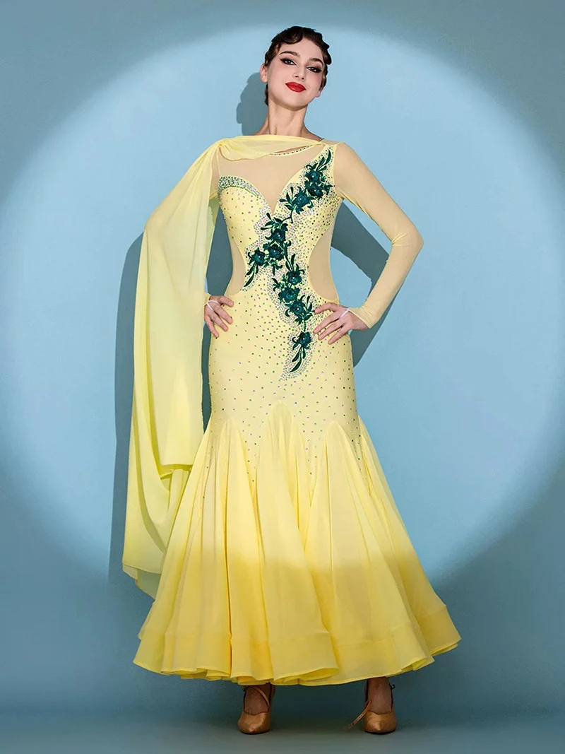 Standard Waltz Dance Dress Elegant Yellow Shiny Diamond Tango Ballroom Competition Dancing Costume Lady's Ballroom Dance Dresses
Standard Waltz Dance Dress Elegant Yellow Shiny Diamond Tango Ballroom Competition Dancing Costume Lady's Ballroom Dance Dresses