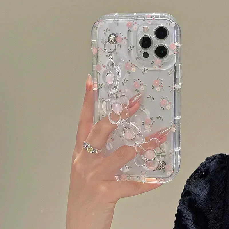 Cute 3D Flower Wrist Phone Chain Soft Phone Case For iphone 15 14 12 13 11 Pro Max Plus Pink Flower Clear Lens Protective Cover
Cute 3D Flower Wrist Phone Chain Soft Phone Case For iphone 15 14 12 13 11 Pro Max Plus Pink Flower Clear Lens Protective Cover