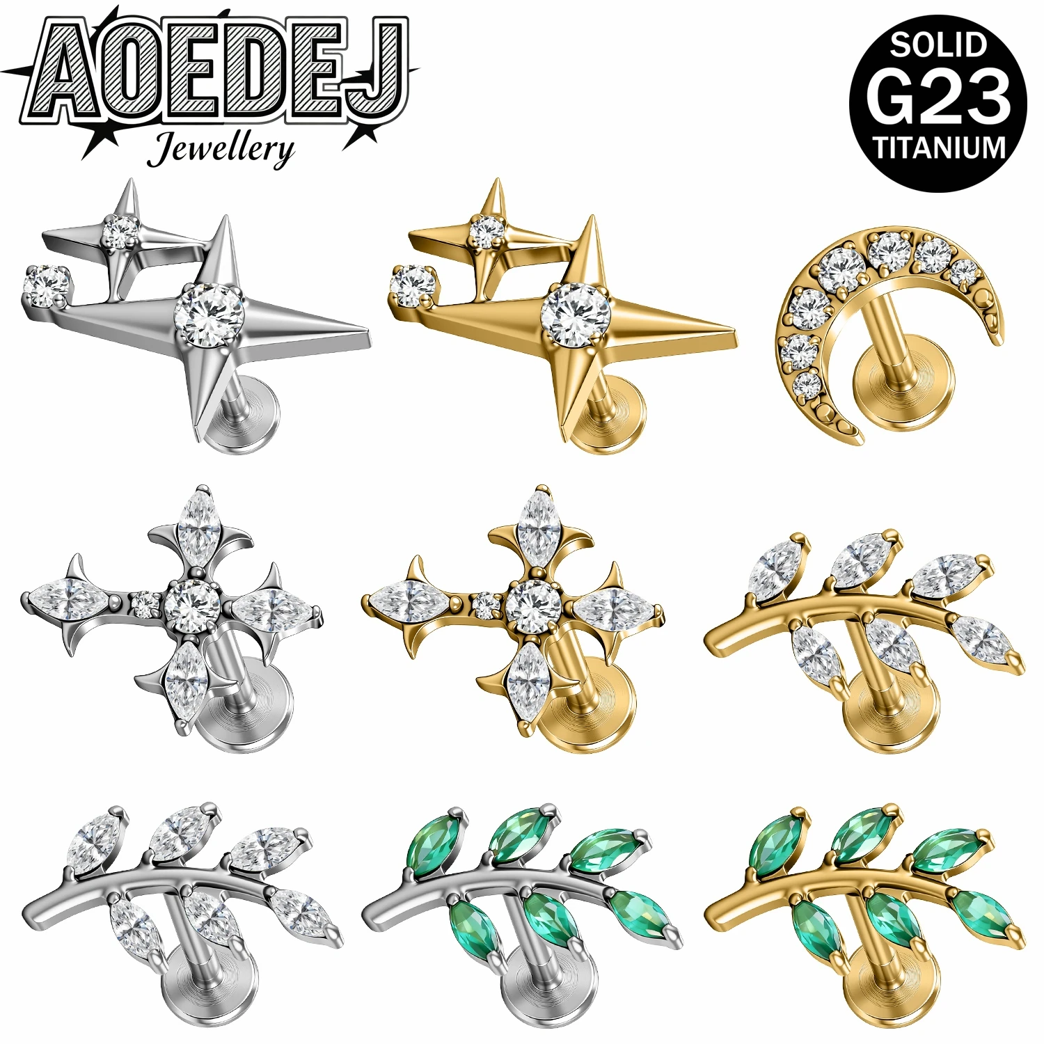 AOEDEJ 1 PC 16G ASTM F136 Titanium Labret Lip Studs Women CZ Crystal Stud Earrings Cross Moon Ear Helix Conch Piercings Jewelry
AOEDEJ 1 PC 16G ASTM F136 Titanium Labret Lip Studs Women CZ Crystal Stud Earrings Cross Moon Ear Helix Conch Piercings Jewelry
