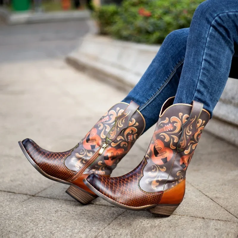 Krasovki 3.5cm Sheepskin Leather Knight Boots Slip on Western Autumn Spring Ethnic Ankle Cowboy Knee High Woman Fashion Shoes
Krasovki 3.5cm Sheepskin Leather Knight Boots Slip on Western Autumn Spring Ethnic Ankle Cowboy Knee High Woman Fashion Shoes