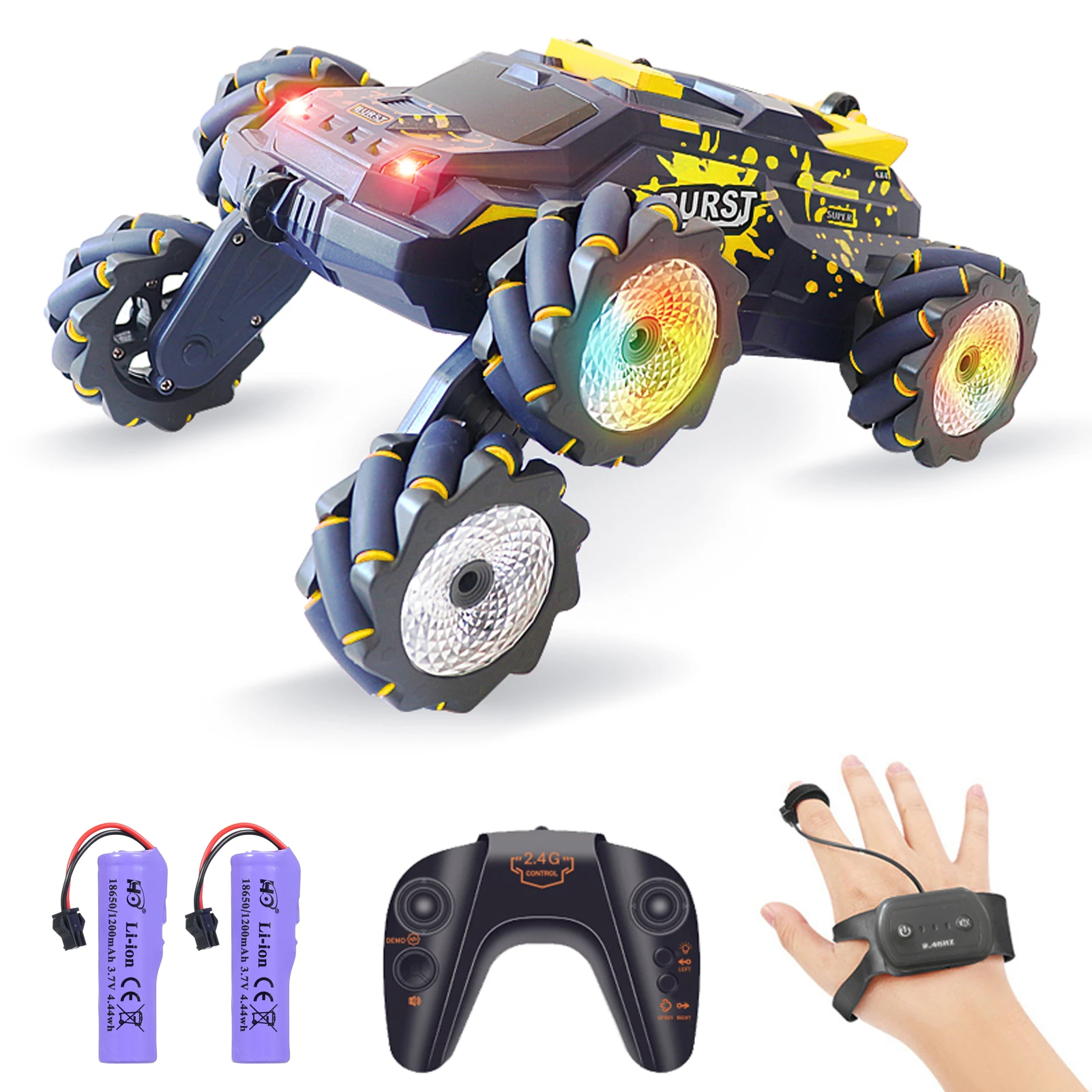 Remote Control Car 2.4GHz Electric Race Stunt Car with Spray Lights Music Double Sided 360°Rotation 6WD Hand Controlled
Remote Control Car 2.4GHz Electric Race Stunt Car with Spray Lights Music Double Sided 360°Rotation 6WD Hand Controlled