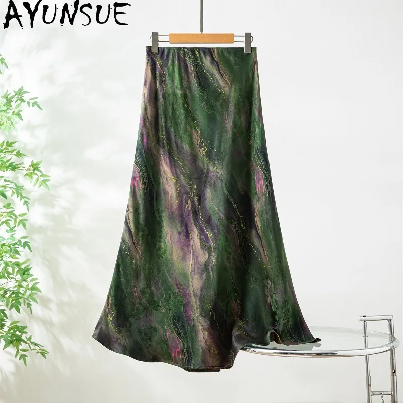 AYUNSUE Xiangyunsha Silk Women's Skirts Stylish A-line Fishtail Skirts for Women Elastic Waist Long Skirt Woman Clothes юбка
AYUNSUE Xiangyunsha Silk Women's Skirts Stylish A-line Fishtail Skirts for Women Elastic Waist Long Skirt Woman Clothes юбка