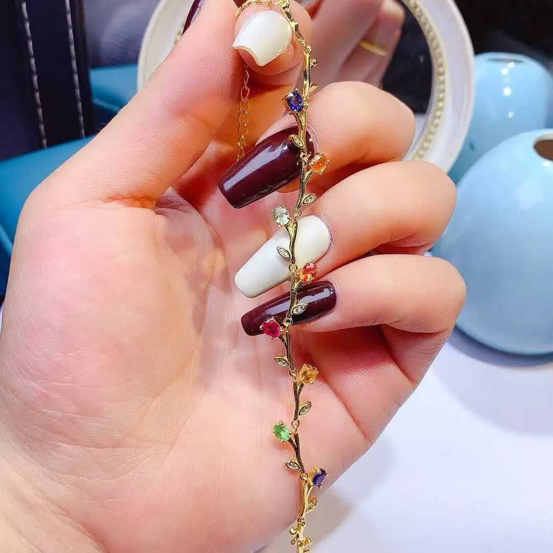 KJJEAXCMY high Natural Women's Colorful Sapphire Bracelet S925 Silver Colorful and splendid Crystal pure fire flash explosion
KJJEAXCMY high Natural Women's Colorful Sapphire Bracelet S925 Silver Colorful and splendid Crystal pure fire flash explosion