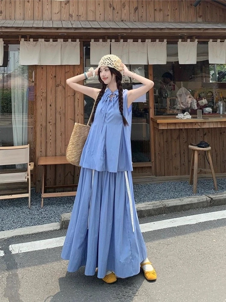 Blue Asymmetric Vest High Waist Midi Skirt Set Women Summer 2026 Fashion Elegant Casual Outfit Breathable Fabric Streetwear
Blue Asymmetric Vest High Waist Midi Skirt Set Women Summer 2026 Fashion Elegant Casual Outfit Breathable Fabric Streetwear