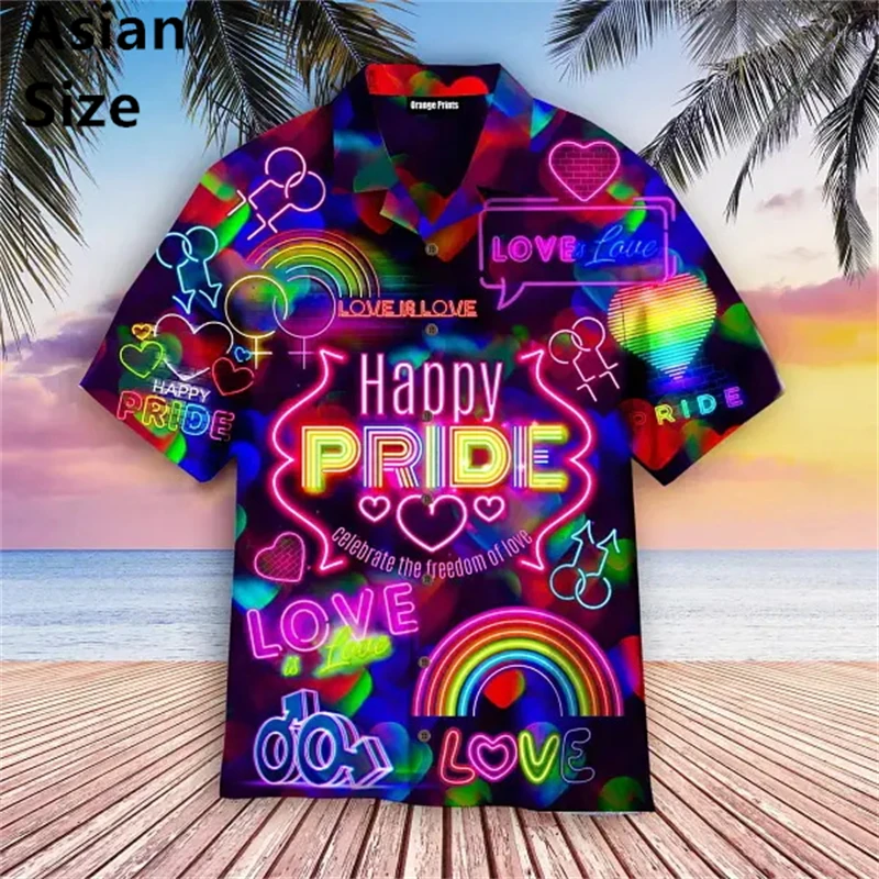 LGBT Gay Pride Hawaiian Man Shirts Women Summer 3d Print Colourful Gay Shirts Love Is Love Lapel Short Sleeves Button Blouse
LGBT Gay Pride Hawaiian Man Shirts Women Summer 3d Print Colourful Gay Shirts Love Is Love Lapel Short Sleeves Button Blouse