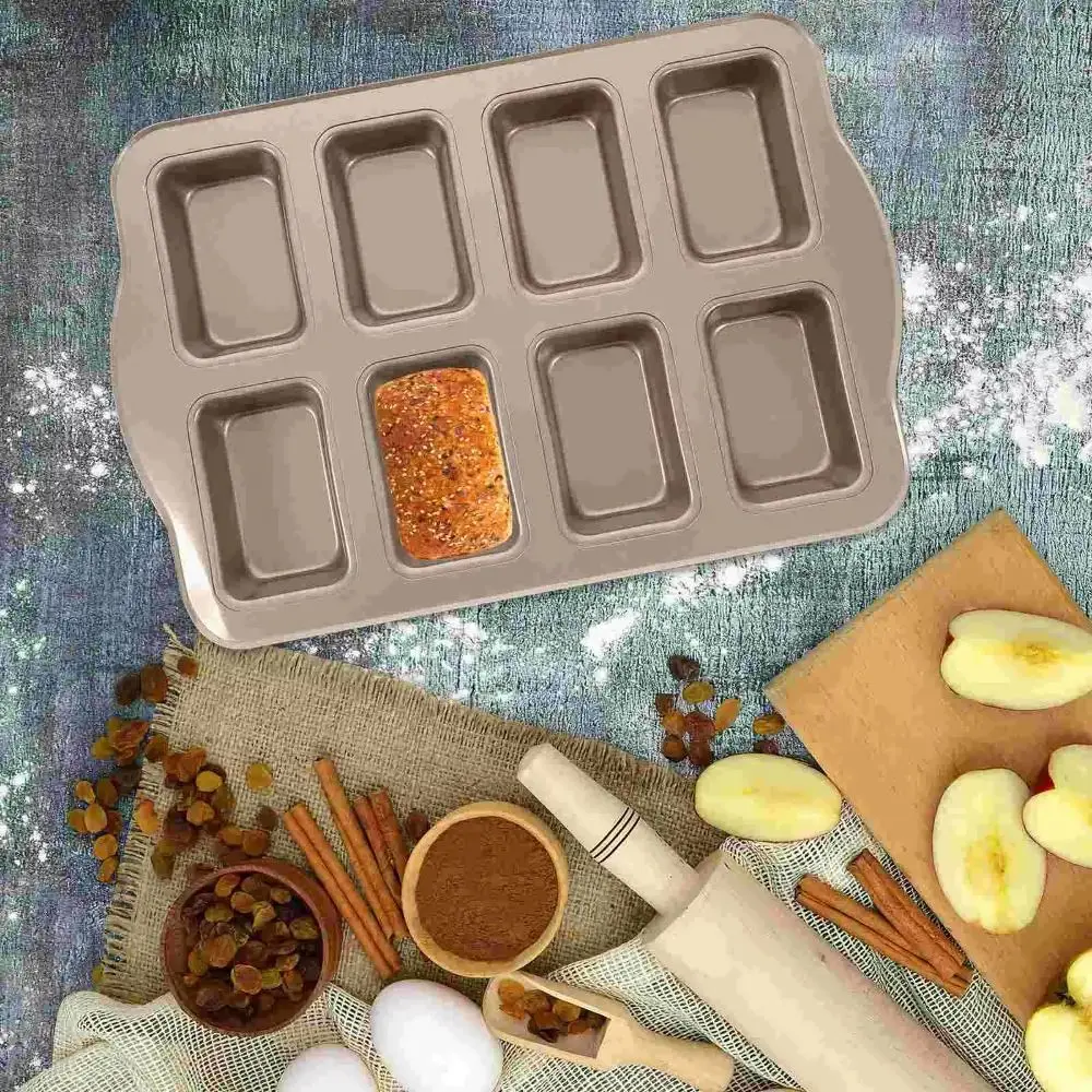 8-Cavity Mini Loaf Brownie Pans Non-Stick Large Capacity Muffin Dessert Tray Easy Release DIY Mini Bread Baking Mold
8-Cavity Mini Loaf Brownie Pans Non-Stick Large Capacity Muffin Dessert Tray Easy Release DIY Mini Bread Baking Mold