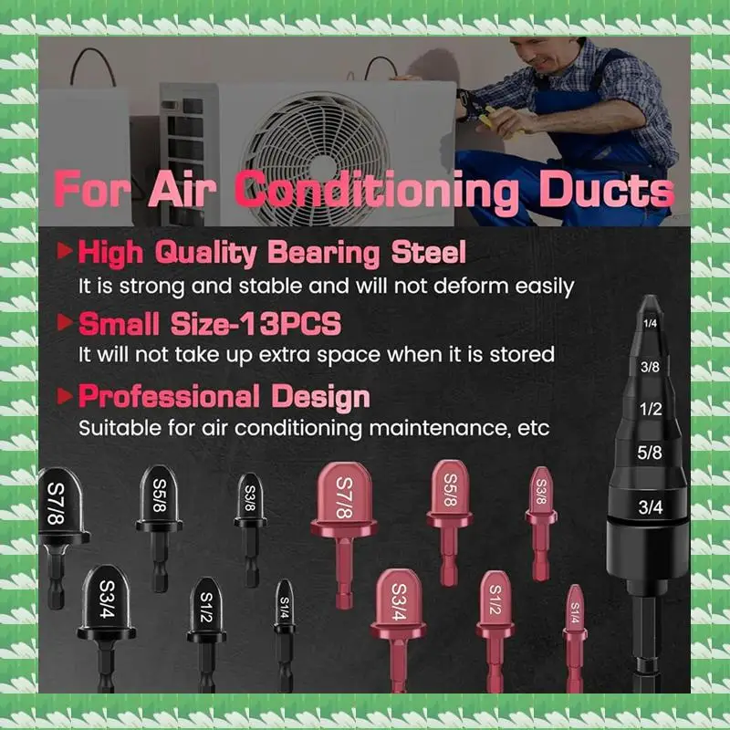13 Piece Copper Flaring Tool Pipe Expander, HVAC Repairing Kit Carbon Steel 1/4In,3/8In,1/2In,5/8In,3/4In,7/8In Boring Drill Bit
13 Piece Copper Flaring Tool Pipe Expander, HVAC Repairing Kit Carbon Steel 1/4In,3/8In,1/2In,5/8In,3/4In,7/8In Boring Drill Bit