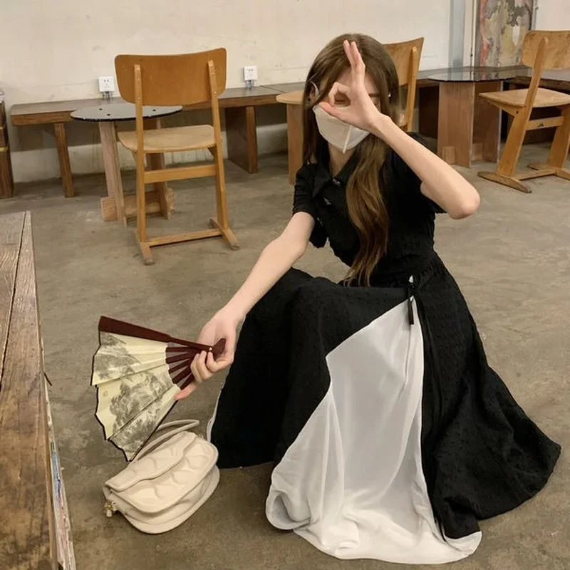 Casual Dresses for Women Vintage Long Midi Dress Summer Chinese Style Korean Fashion Short Sleeve Elegant Clothes 2024
Casual Dresses for Women Vintage Long Midi Dress Summer Chinese Style Korean Fashion Short Sleeve Elegant Clothes 2024