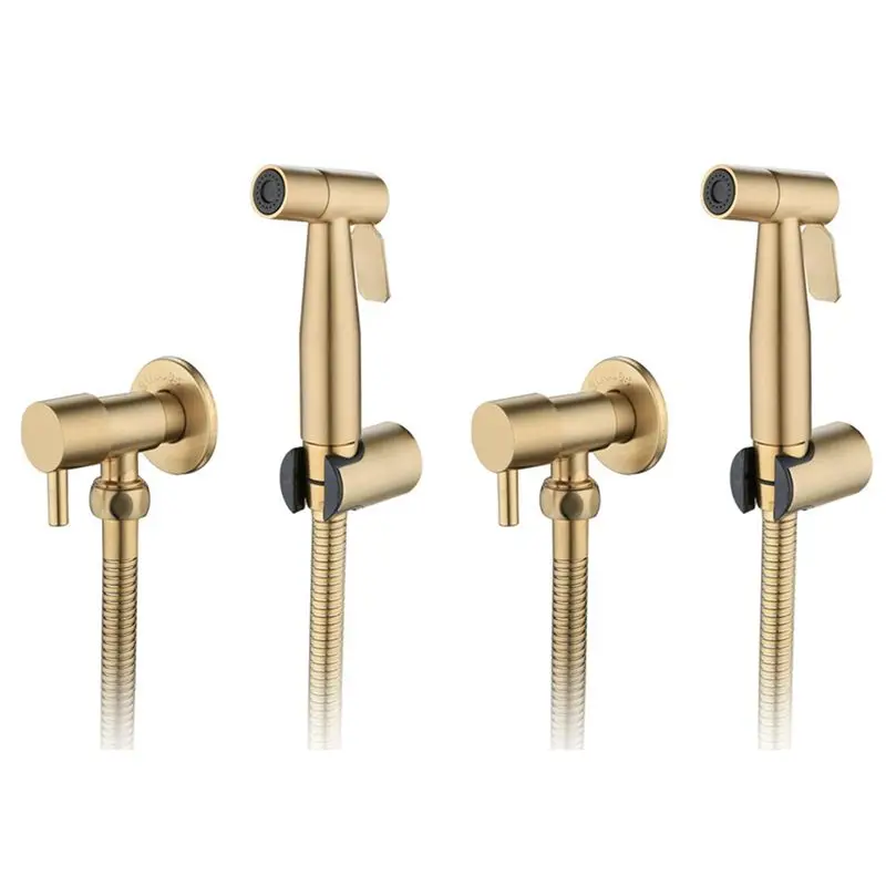 AB15-2X Bathroom Toilet Bidet Tap Kit Brushed Gold Wall Mounted Bidet Sprayer Shower With Shut-Off Valve
AB15-2X Bathroom Toilet Bidet Tap Kit Brushed Gold Wall Mounted Bidet Sprayer Shower With Shut-Off Valve