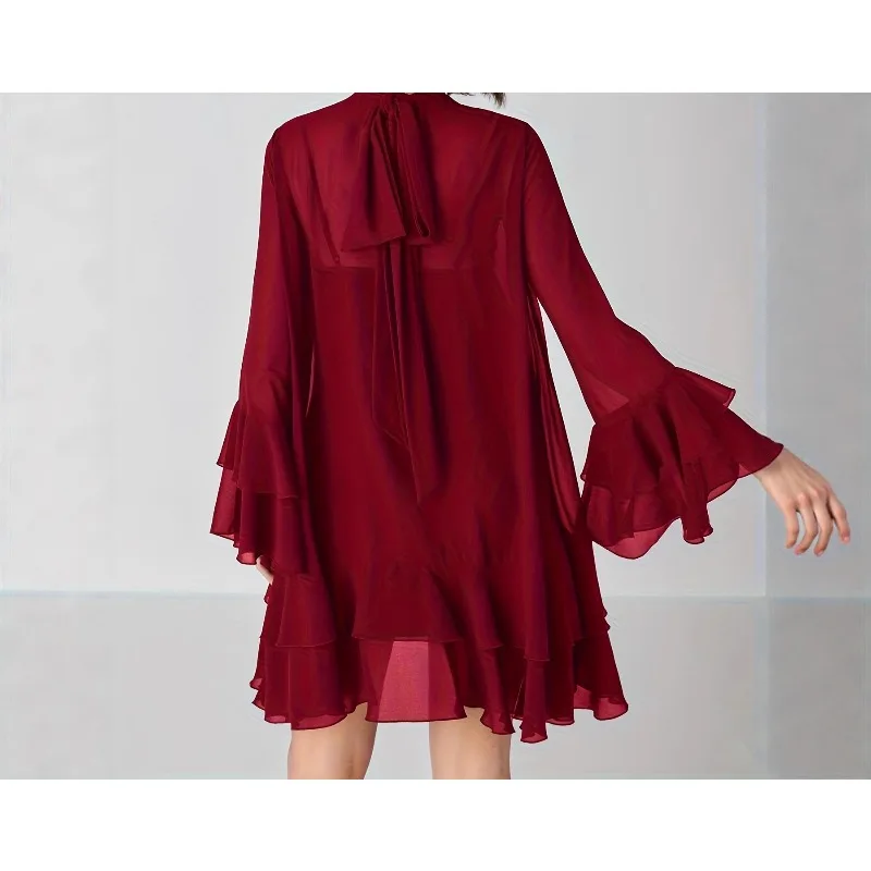 2026 Spring and Summer Semi-turtleneck Flared Sleeve Dress Short Skirt Loose Skirt
2026 Spring and Summer Semi-turtleneck Flared Sleeve Dress Short Skirt Loose Skirt