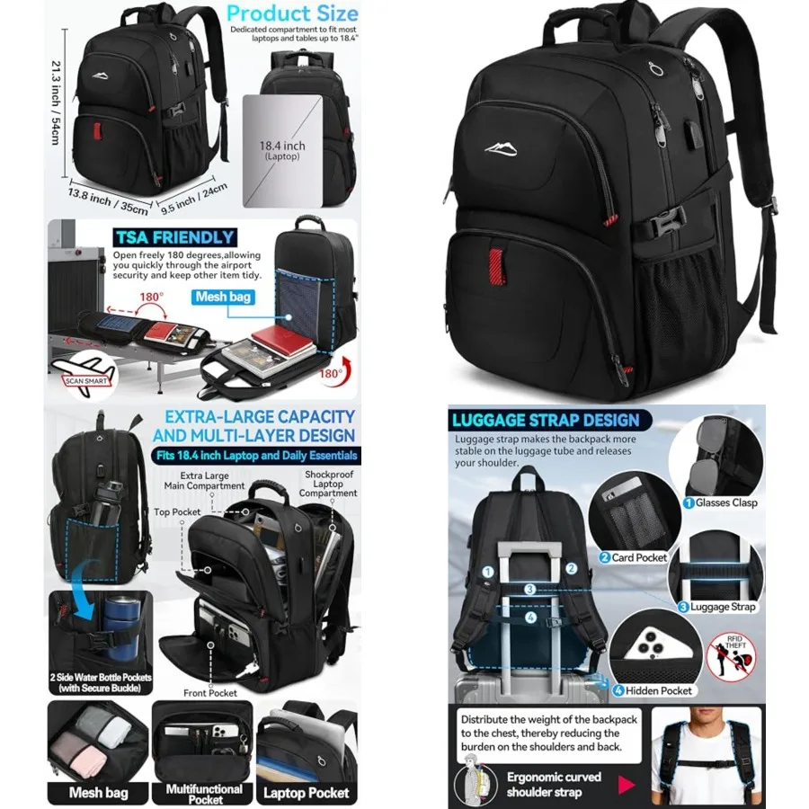 Travel Backpack, Extra Large Laptop Backpack School Business Anti Theft TSA Approved College Work Computer Bag Fits Laptop with
Travel Backpack, Extra Large Laptop Backpack School Business Anti Theft TSA Approved College Work Computer Bag Fits Laptop with