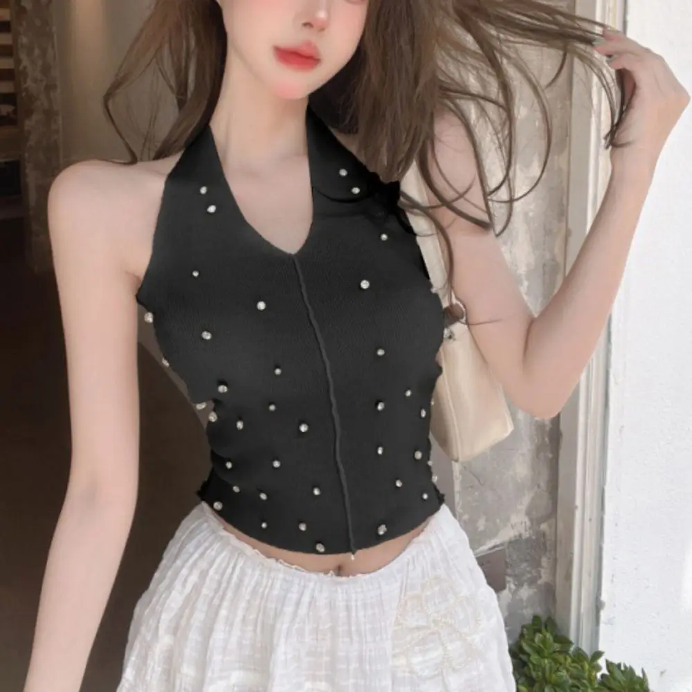 1 Pc Fashion Hanging Neck Tank Top Slim Fit Halter Sleeveless Camisole Sweet Knit Rhinestone Crop Top
1 Pc Fashion Hanging Neck Tank Top Slim Fit Halter Sleeveless Camisole Sweet Knit Rhinestone Crop Top