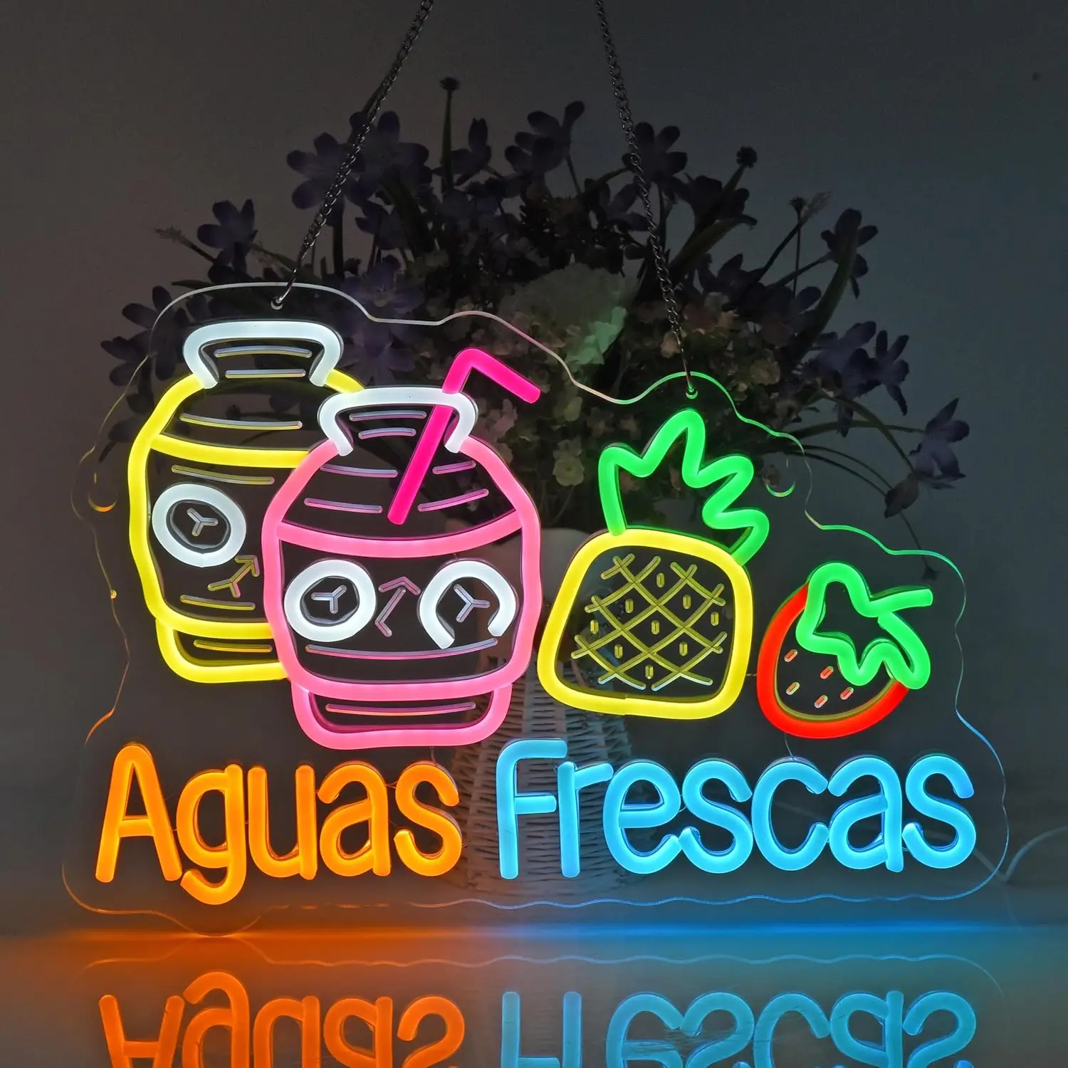 Neon Aguas Frescas Fruit Drink Sign Decor Retro healing sign, cool-toned refreshing, summer limited
Neon Aguas Frescas Fruit Drink Sign Decor Retro healing sign, cool-toned refreshing, summer limited