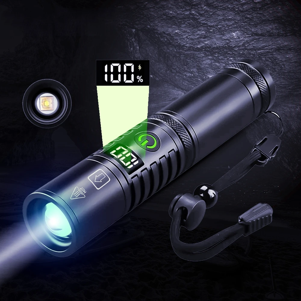 Powerful Lantern High Power LED Flashlight Type-C USB Rechargeable Spotlight Lamp Aluminum Alloy Zoom Tactical Torch Outdoor
Powerful Lantern High Power LED Flashlight Type-C USB Rechargeable Spotlight Lamp Aluminum Alloy Zoom Tactical Torch Outdoor