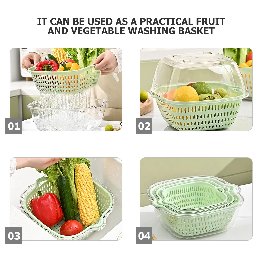 1 комплект, двухслойная корзина для мытья овощей, многоразовый пластиковый дуршлаг для фруктов, многофункциональный дуршлаг и миска
1 комплект, двухслойная корзина для мытья овощей, многоразовый пластиковый дуршлаг для фруктов, многофункциональный дуршлаг и миска