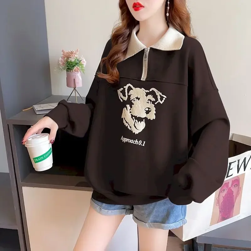 POLO Collar Pullovers Women Fashion Half Zipper Design Sense Sweatshirts Spring Autumn Trend Loose Thin Pullover Mid-length Coat
POLO Collar Pullovers Women Fashion Half Zipper Design Sense Sweatshirts Spring Autumn Trend Loose Thin Pullover Mid-length Coat
