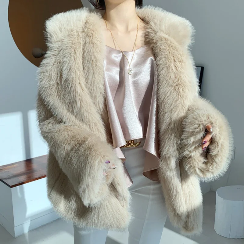 Jackets Women Faux Fur Fox Coats Turn Down Collar Mid Length Coat Thick Warm Y2k Streetwear Jacket Elegant Autumn Winter 2025
Jackets Women Faux Fur Fox Coats Turn Down Collar Mid Length Coat Thick Warm Y2k Streetwear Jacket Elegant Autumn Winter 2025