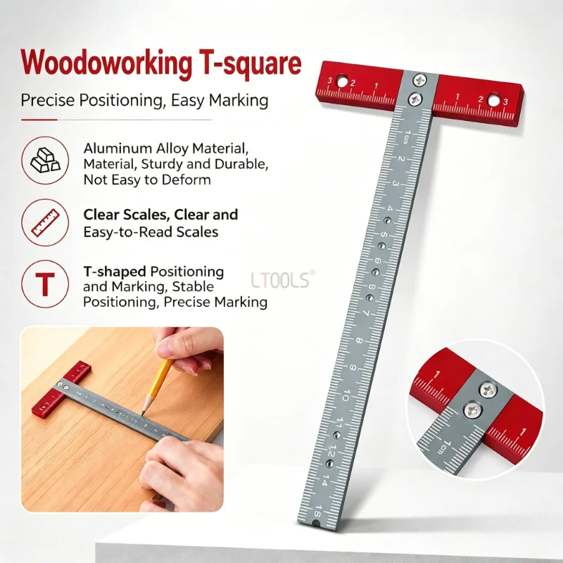Metric T-shaped Positioning Ruler Aluminum Alloy Square Ruler Measuring and Marking Scale Ruler Precise Positioning Easy Marking
Metric T-shaped Positioning Ruler Aluminum Alloy Square Ruler Measuring and Marking Scale Ruler Precise Positioning Easy Marking