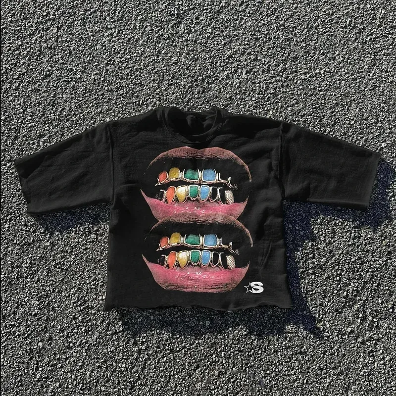 Streetwear New T Shirt Y2K Harajuku Hip Hop Teeth Graphic Print Oversized TShirt Mens Womens Round Neck Cotton Short Sleeve Tops
Streetwear New T Shirt Y2K Harajuku Hip Hop Teeth Graphic Print Oversized TShirt Mens Womens Round Neck Cotton Short Sleeve Tops