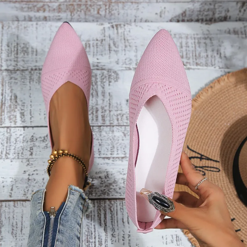 Women Flat Shoes Pointed Toe Solid Color Knitted Slip on Ladies Shoes Casual Breathable Ballet Women Flat Shoes Loafers Women
Women Flat Shoes Pointed Toe Solid Color Knitted Slip on Ladies Shoes Casual Breathable Ballet Women Flat Shoes Loafers Women