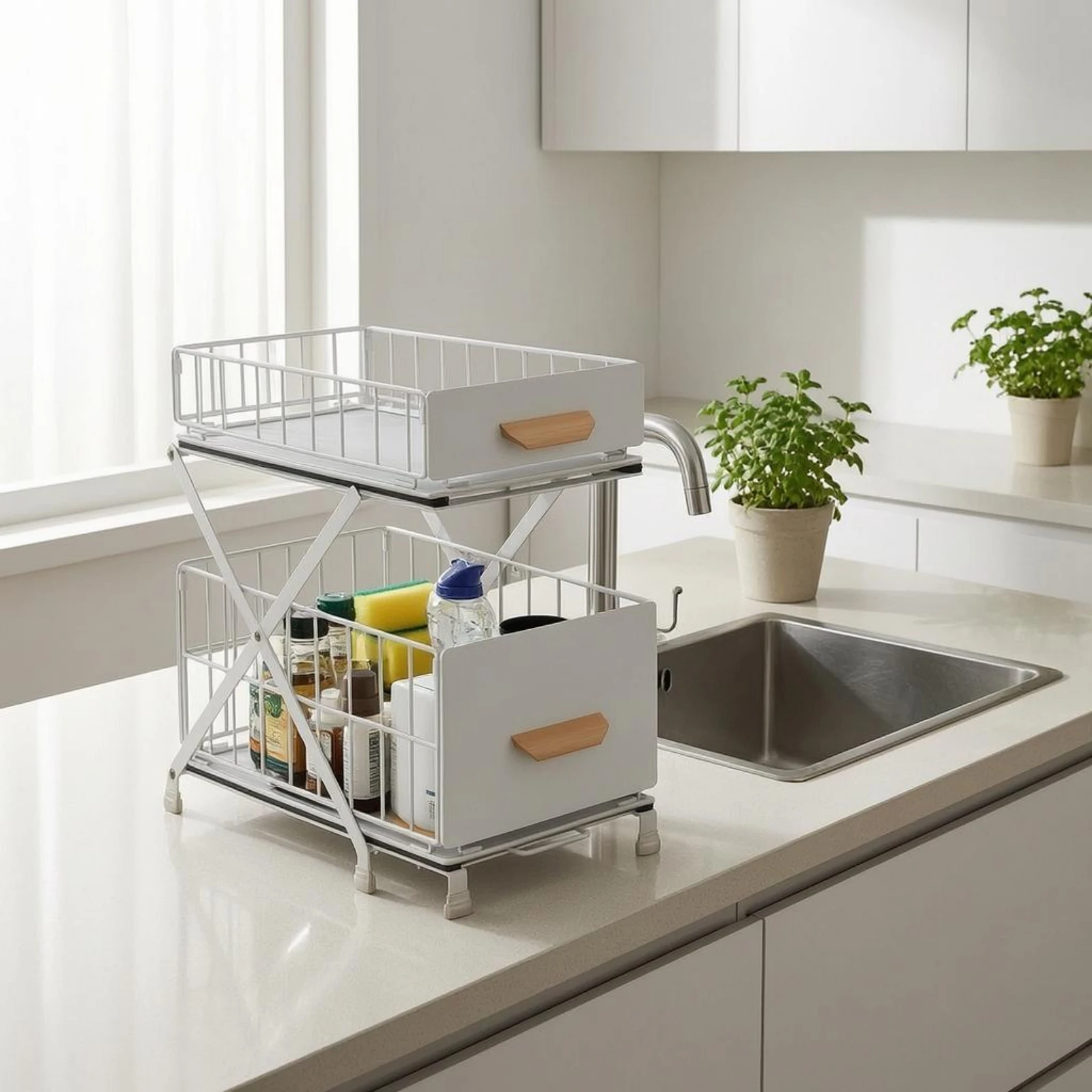Pull-out Storage Rack Carbon Steel Under-Sink Shelf Under Sink Basket Adjustable for Cabinet Space
Pull-out Storage Rack Carbon Steel Under-Sink Shelf Under Sink Basket Adjustable for Cabinet Space