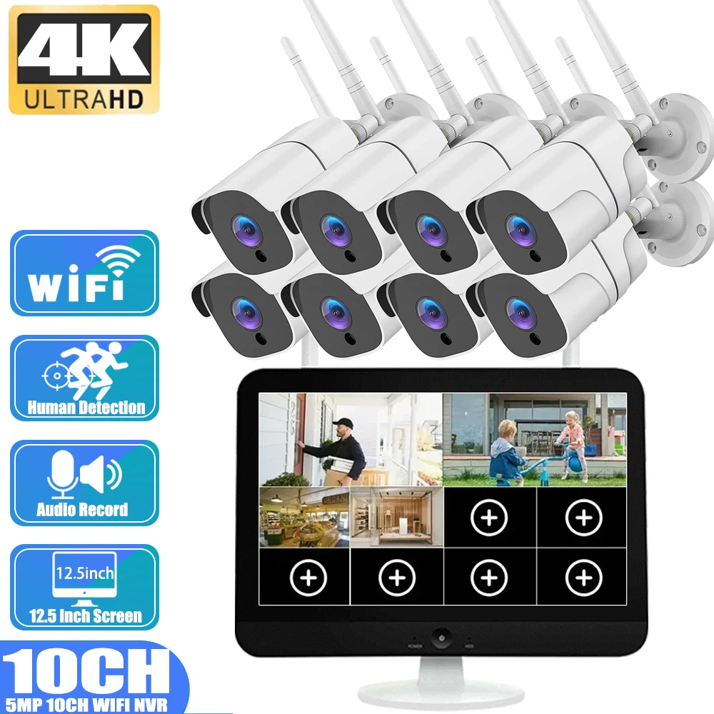 10CH 5MP Wireless NVR System 12.5Inch LCD Screen Outdoor Human Detection WIFI IP Security Camera Wi-Fi Video Surveillance CCTV
10CH 5MP Wireless NVR System 12.5Inch LCD Screen Outdoor Human Detection WIFI IP Security Camera Wi-Fi Video Surveillance CCTV