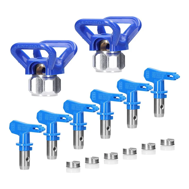 Spray Tips for Airless Sprayer, Reversible Airless Paint Sprayer Nozzle Tips 6Pc with 2Pc Nozzle Seats
Spray Tips for Airless Sprayer, Reversible Airless Paint Sprayer Nozzle Tips 6Pc with 2Pc Nozzle Seats