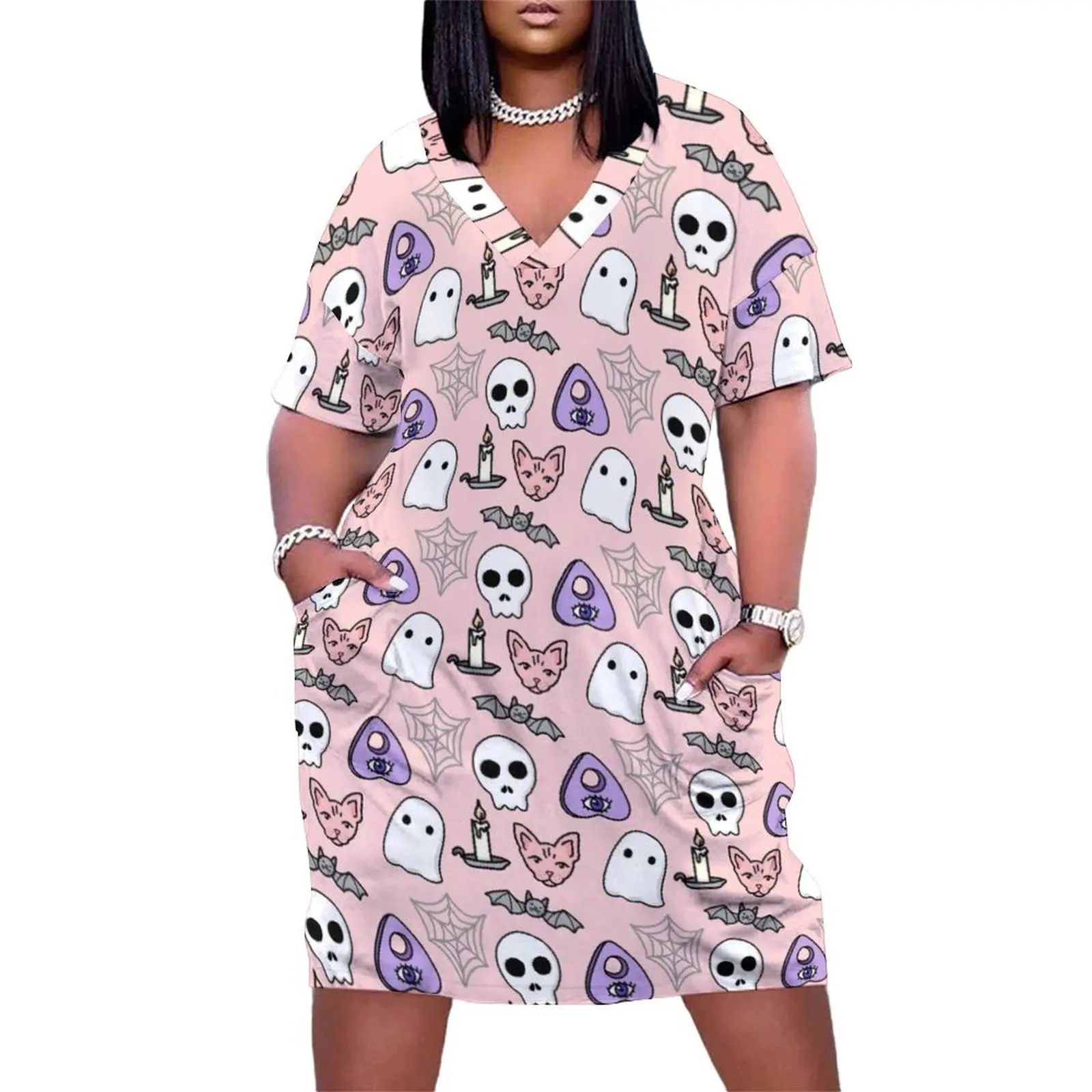 Pink Pastel Spooky Pattern Loose Pocket Dress dress for women summer women"s luxury party dress
Pink Pastel Spooky Pattern Loose Pocket Dress dress for women summer women"s luxury party dress