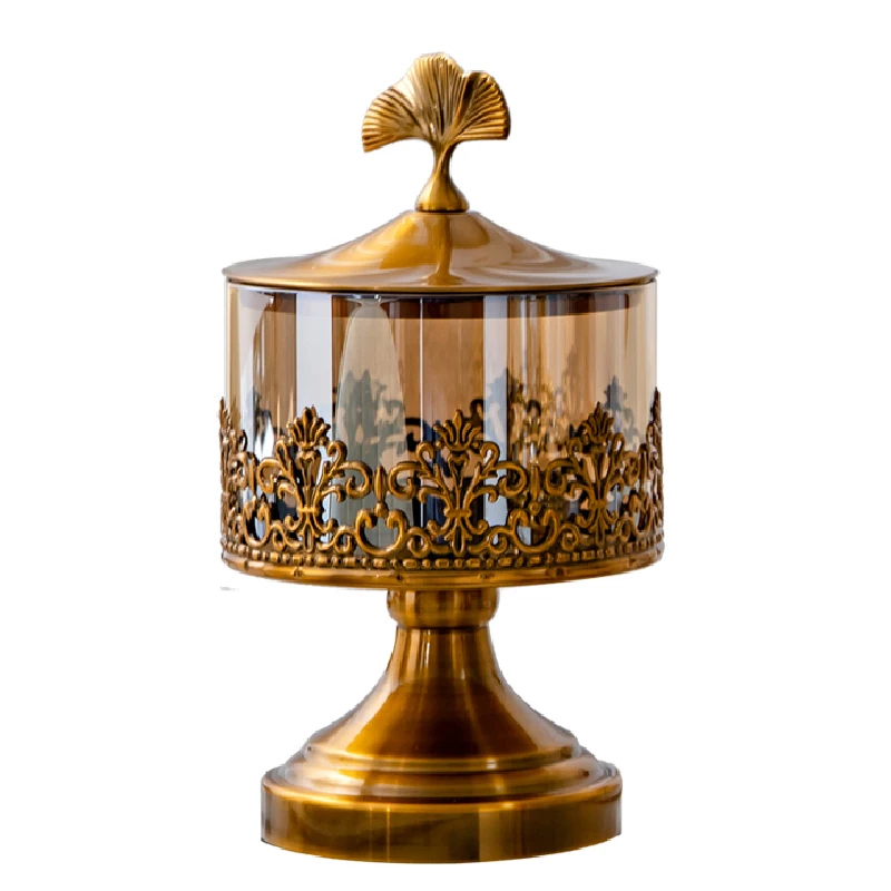 Nordic Gold Bronze Decorative Jar Luxury Storage Jar with Lid Metal Lace Glass Candy Snack Storage Box Decorative Ornaments
Nordic Gold Bronze Decorative Jar Luxury Storage Jar with Lid Metal Lace Glass Candy Snack Storage Box Decorative Ornaments