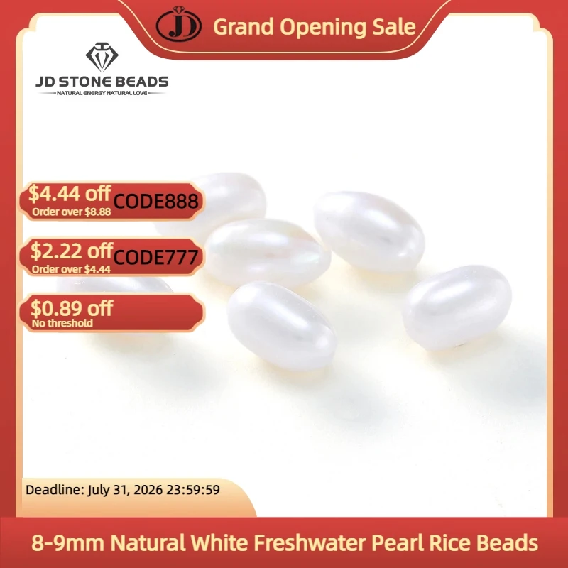 10pcs Natural White Freshwater Pearl Rice Beads 8-9mm Baroque Loose Pearls for DIY Jewelry Making Necklace Bracelet Accessories
10pcs Natural White Freshwater Pearl Rice Beads 8-9mm Baroque Loose Pearls for DIY Jewelry Making Necklace Bracelet Accessories