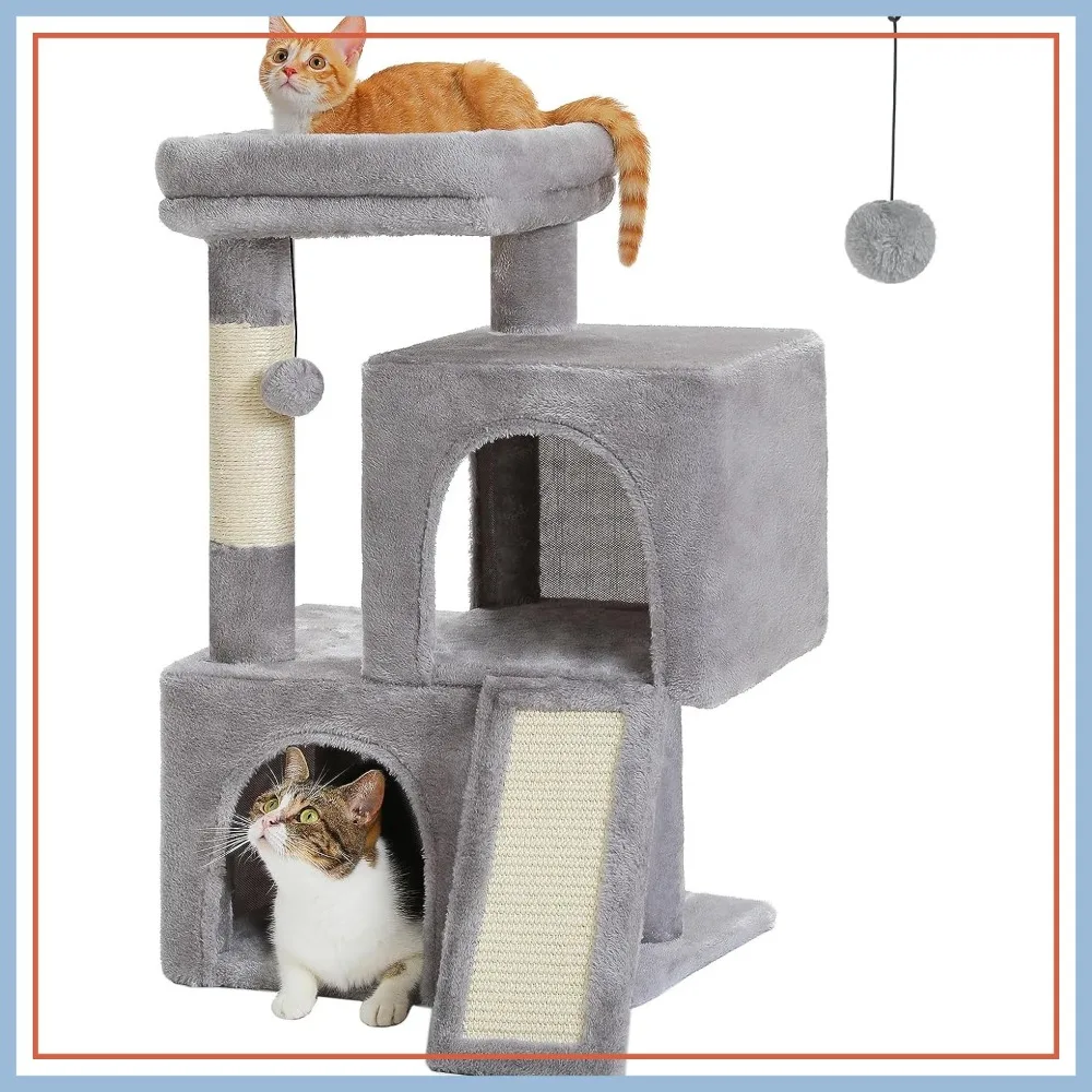30 Inch Cat Tree with Dual Condos for Indoor Cats, Plush Cat House with Padded Perch, Scratching Ramp and Posts, Replaceable Balls
30 Inch Cat Tree with Dual Condos for Indoor Cats, Plush Cat House with Padded Perch, Scratching Ramp and Posts, Replaceable Balls