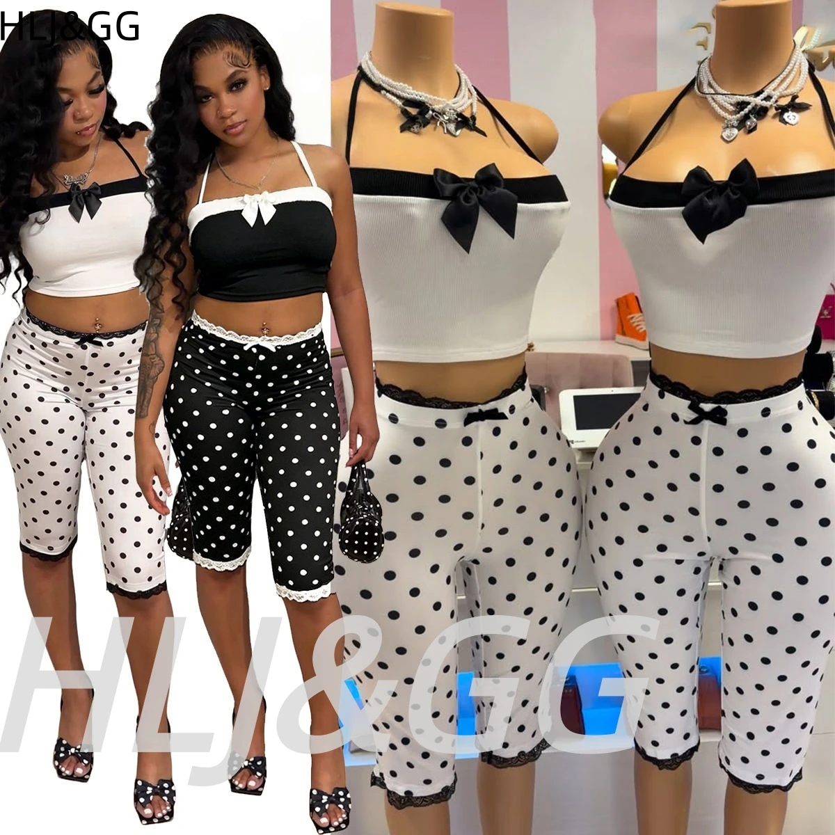 HLJ&GG Sweet Y2K Bow Tube Two Piece Sets Women Off Shoulder Sleeveless Slim Crop Top + Polka Dot Print Shorts Outfits Streetwear
HLJ&GG Sweet Y2K Bow Tube Two Piece Sets Women Off Shoulder Sleeveless Slim Crop Top + Polka Dot Print Shorts Outfits Streetwear