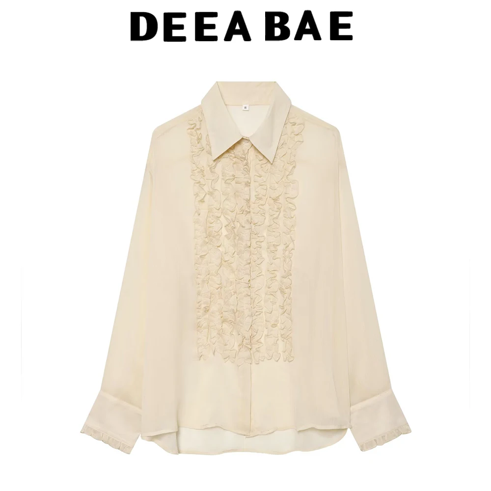 DEEABAE 2026 summer new women's clothing sweet lapel long sleeved layered decorative shirt pleated bib top
DEEABAE 2026 summer new women's clothing sweet lapel long sleeved layered decorative shirt pleated bib top