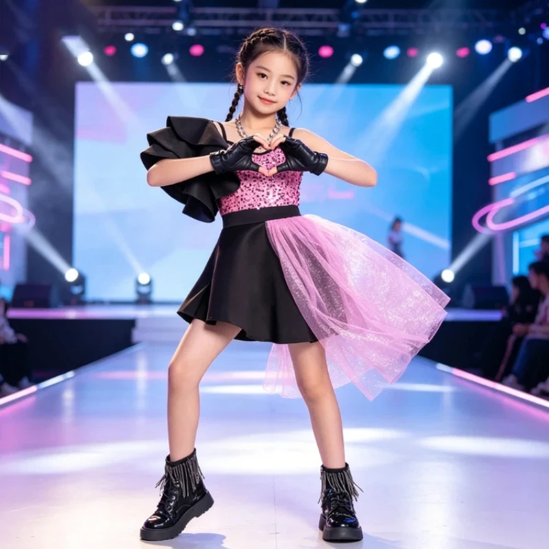 Children's Jazz Dance Costume, Girls' Runway Show Dress, Stage Jazz Dance Group Performance Costume Set
Children's Jazz Dance Costume, Girls' Runway Show Dress, Stage Jazz Dance Group Performance Costume Set