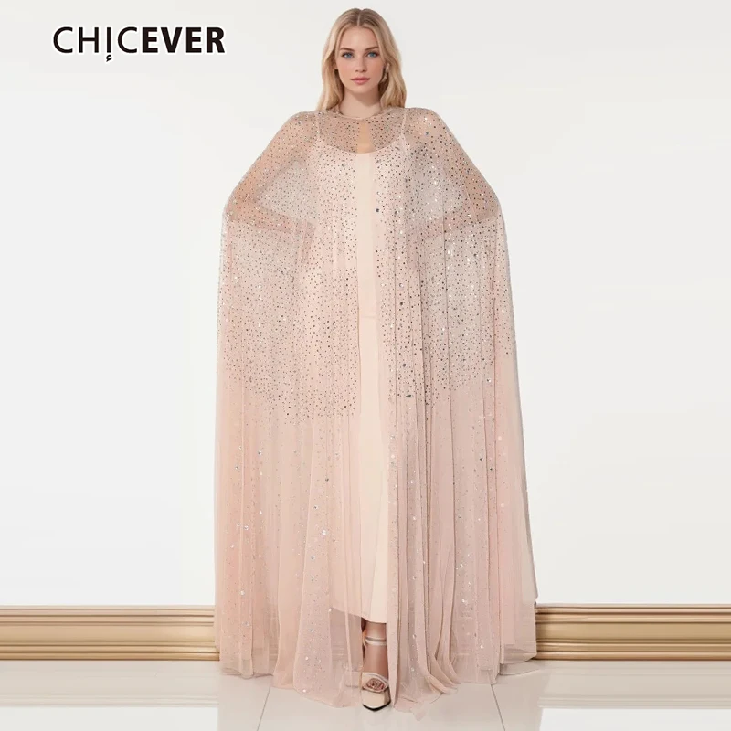 CHICEVER Patchwork Sequins Dresses For Women O Neck Cloak Sleeves High Waist Oversize Hit Color Folds Mesh Dress Spring Female
CHICEVER Patchwork Sequins Dresses For Women O Neck Cloak Sleeves High Waist Oversize Hit Color Folds Mesh Dress Spring Female