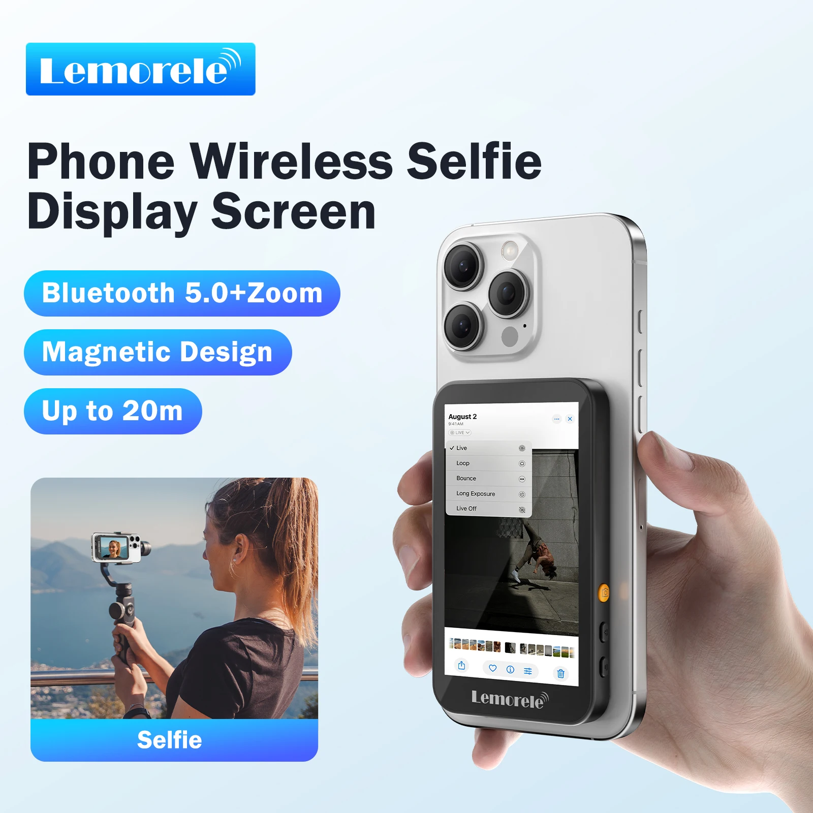 Lemorele, беспроводное изображение, передача видео, Bluetooth-приемник, зум-фотосъемка, удлинитель предварительного просмотра в реальном времени для кемпинга, путешествий
Lemorele, беспроводное изображение, передача видео, Bluetooth-приемник, зум-фотосъемка, удлинитель предварительного просмотра в реальном времени для кемпинга, путешествий