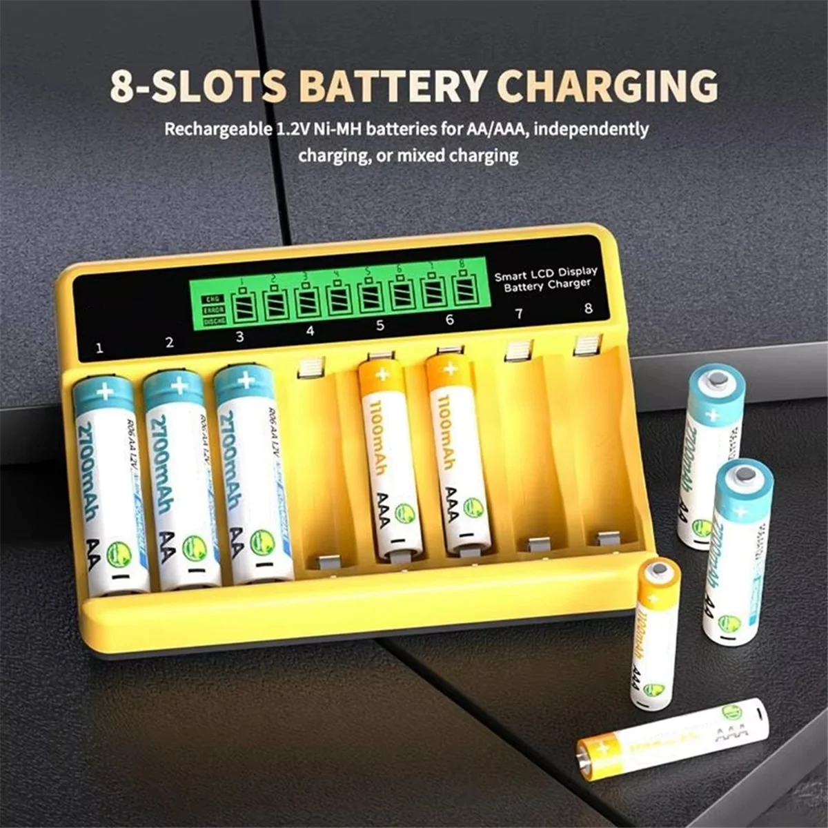 2025+1.2V Ni- Ni-CD AA /AAA Rechargeable Battery Charger 8-Slots LCD Display Fast Smart Battery Charger Type-C Charging
2025+1.2V Ni- Ni-CD AA /AAA Rechargeable Battery Charger 8-Slots LCD Display Fast Smart Battery Charger Type-C Charging