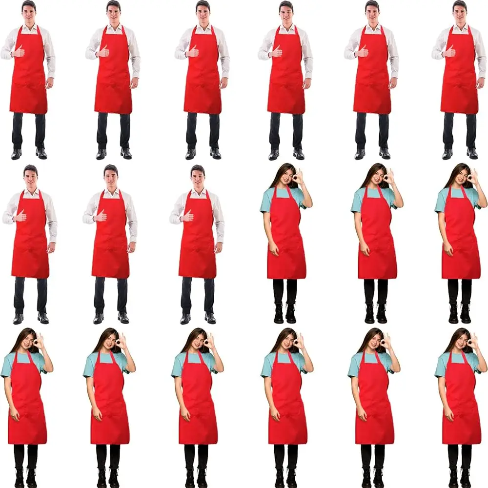18 Pack Bib Apron Bulk Unisex Plain Adjustable Apron with Pocket for Chef Cook Craft Kitchen Painting(Red)
18 Pack Bib Apron Bulk Unisex Plain Adjustable Apron with Pocket for Chef Cook Craft Kitchen Painting(Red)