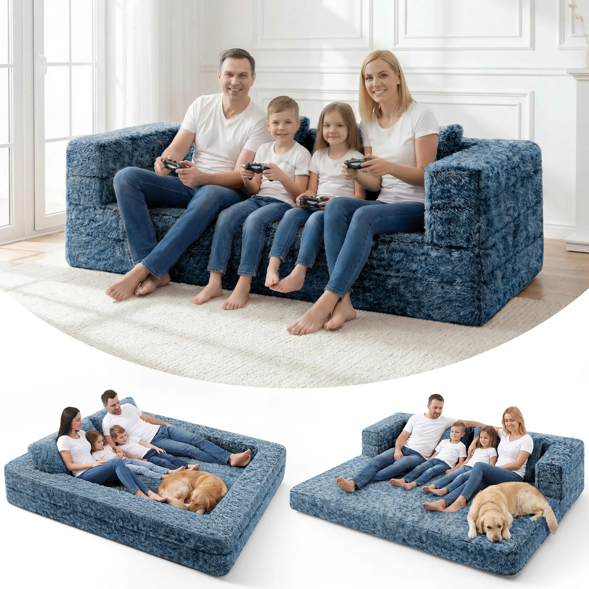 3-In-1 Convertible Sofa Bed With Removable Cover Plush Boneless Couch For Living Room Bedroom
3-In-1 Convertible Sofa Bed With Removable Cover Plush Boneless Couch For Living Room Bedroom