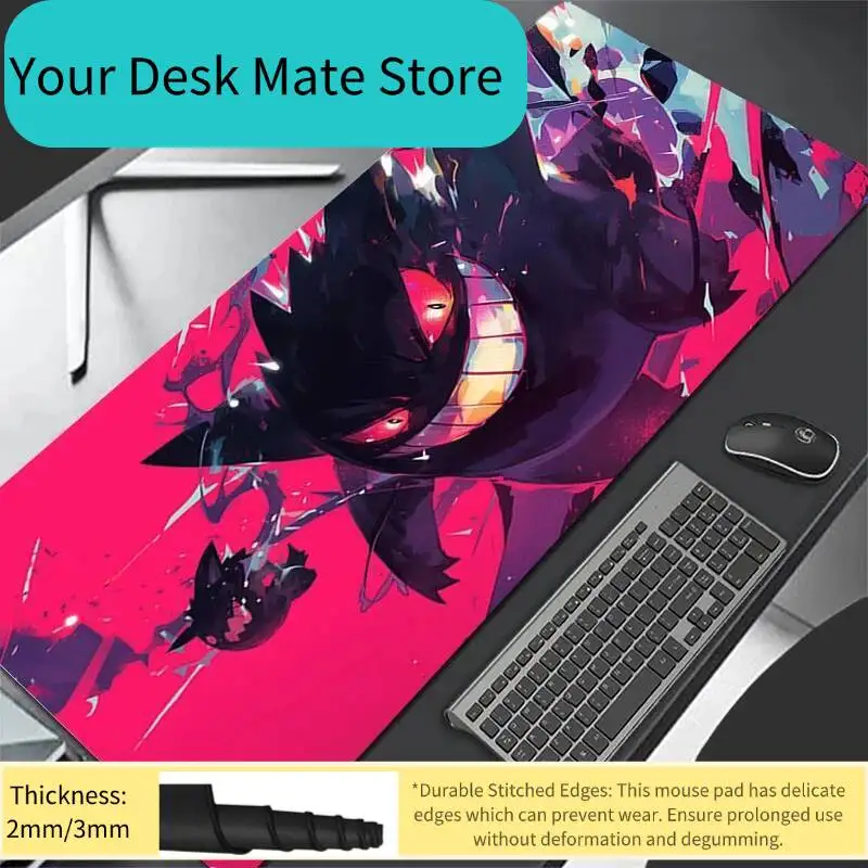 Mouse Pad Gaming Carpet Anime Keyboard Pads Rug PC Pokemon Gengar Mousepad Mouse Pad Laptop Extended Desk Mat for LOL Gamer Gift