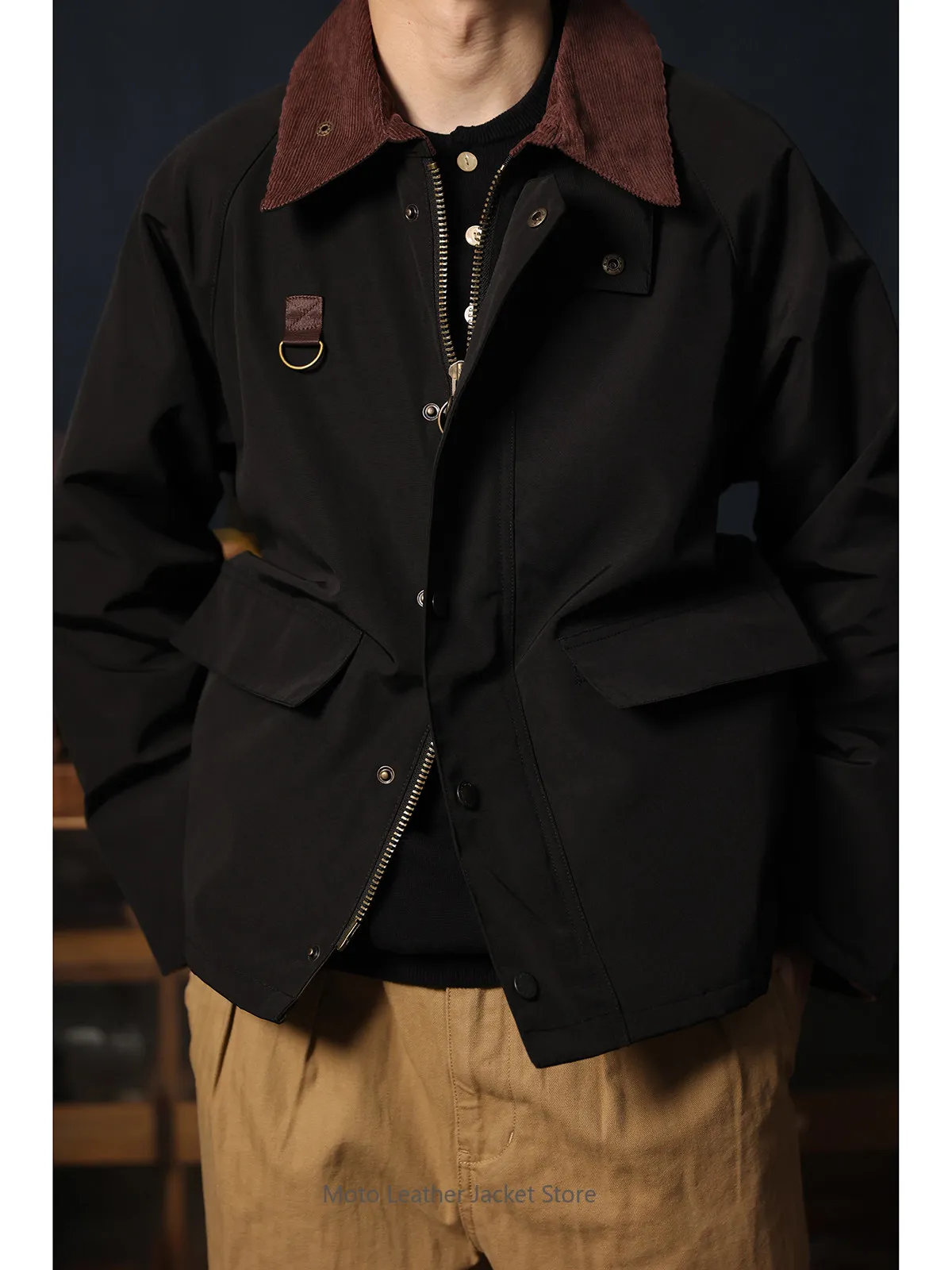 Vintage Spey Wax Hunting Jacket Corduroy Collar Waterproof Outdoor Coat Raglan Sleeve Short Fishing Jacket
Vintage Spey Wax Hunting Jacket Corduroy Collar Waterproof Outdoor Coat Raglan Sleeve Short Fishing Jacket