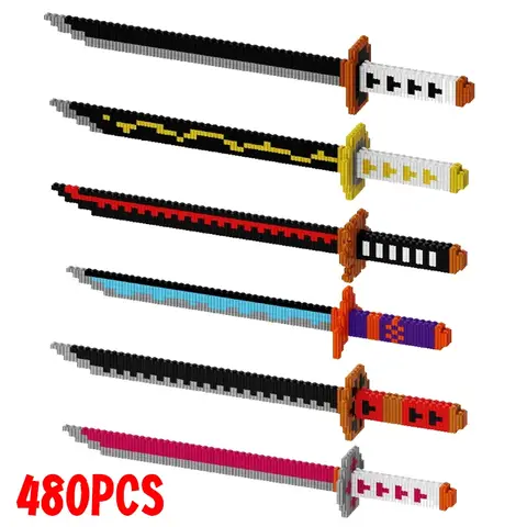Samurai Sword Building Blocks Ninja Blade Katana Japanese Anime Knife DIY MOC Model Bricks Assembly Toys for Adult Children Gift