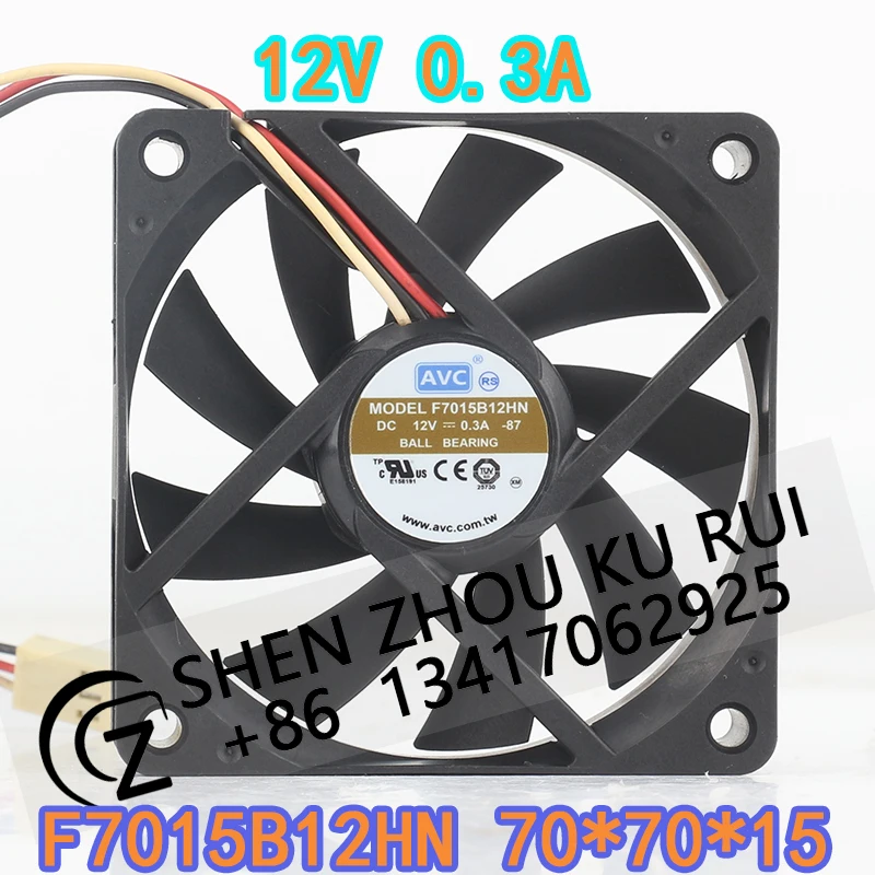 Оригинальный новый бесшумный трехпроводной инверторный вентилятор AVC 12V 0.30A 7015 для охлаждения процессора/шасси F7015B12HN
Оригинальный новый бесшумный трехпроводной инверторный вентилятор AVC 12V 0.30A 7015 для охлаждения процессора/шасси F7015B12HN