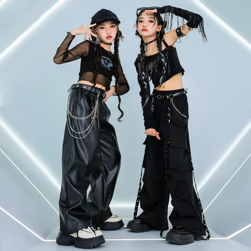 Hip Hop Girls K-pop Stage Outfits Black Leather Pants Dance Costumes Children Streetwear Child Jazz Dance Clothes Set XH1895
Hip Hop Girls K-pop Stage Outfits Black Leather Pants Dance Costumes Children Streetwear Child Jazz Dance Clothes Set XH1895
