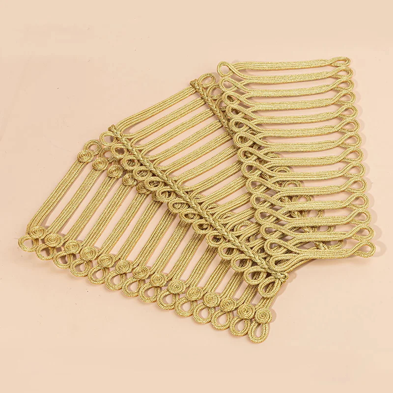 10pcs Gold Uniform Knot Button Trapezoidal Decorative Applique for Dance Costume Dress Cosplay Clothing Sew on Patch
10pcs Gold Uniform Knot Button Trapezoidal Decorative Applique for Dance Costume Dress Cosplay Clothing Sew on Patch